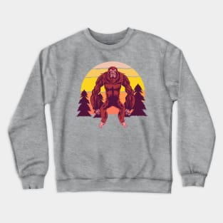 bigfoot pine trees sunset Crewneck Sweatshirt